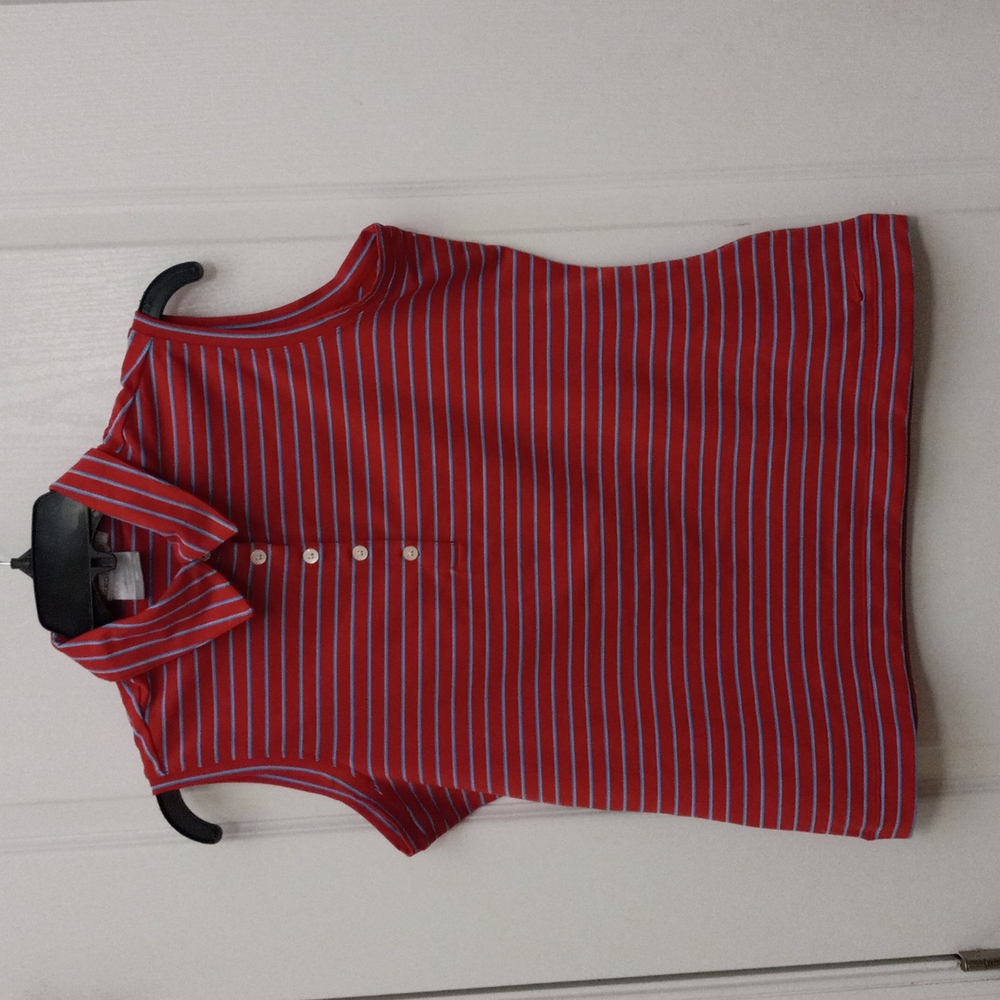 NIKE GOLF Fit Dry Striped Sleeveless Polo Shirt  Medium Women's Top